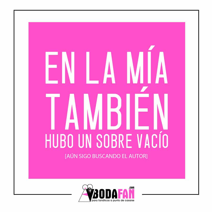 sobre vacio en boda
