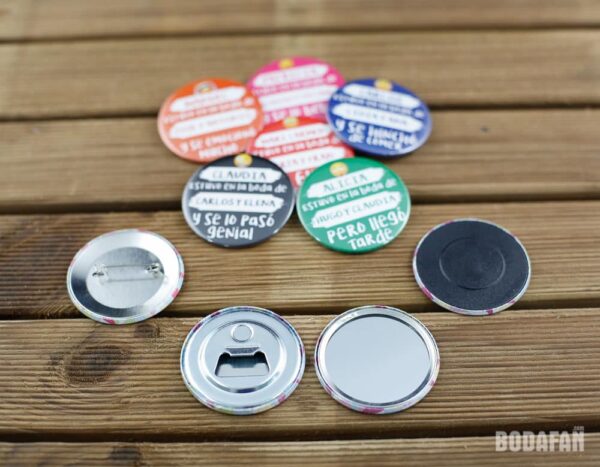 Chapas con nombres personalizados "yo estuve en la boda de..." - Imagen 4
