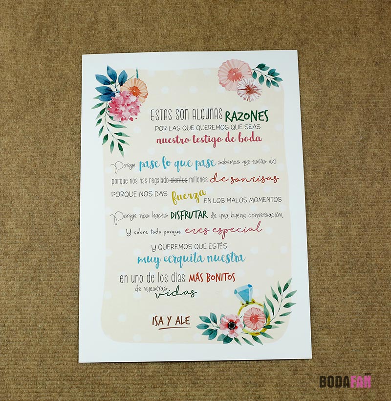 Regala un kit personalizado a tus testigos de boda.