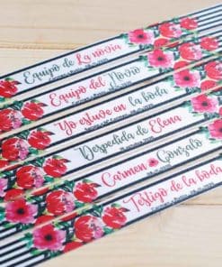 Pulseras de tela para bodas con nombres